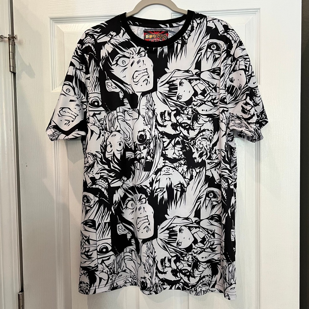 Fresh Prints of Tokyo Anime T-Shirt Polyester Manga Print  XL Streetwear Edgy